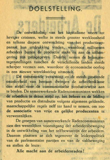 Doelstelling 1930
